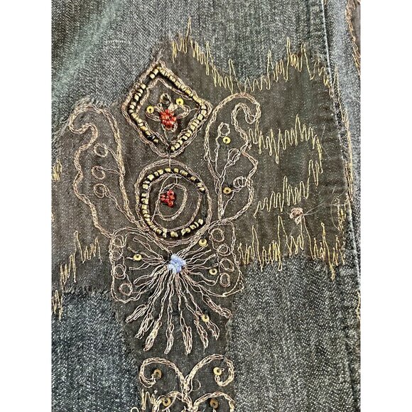 Chico's Embroidered Denim Button-Up Jacket size 1 - Picture 10 of 14